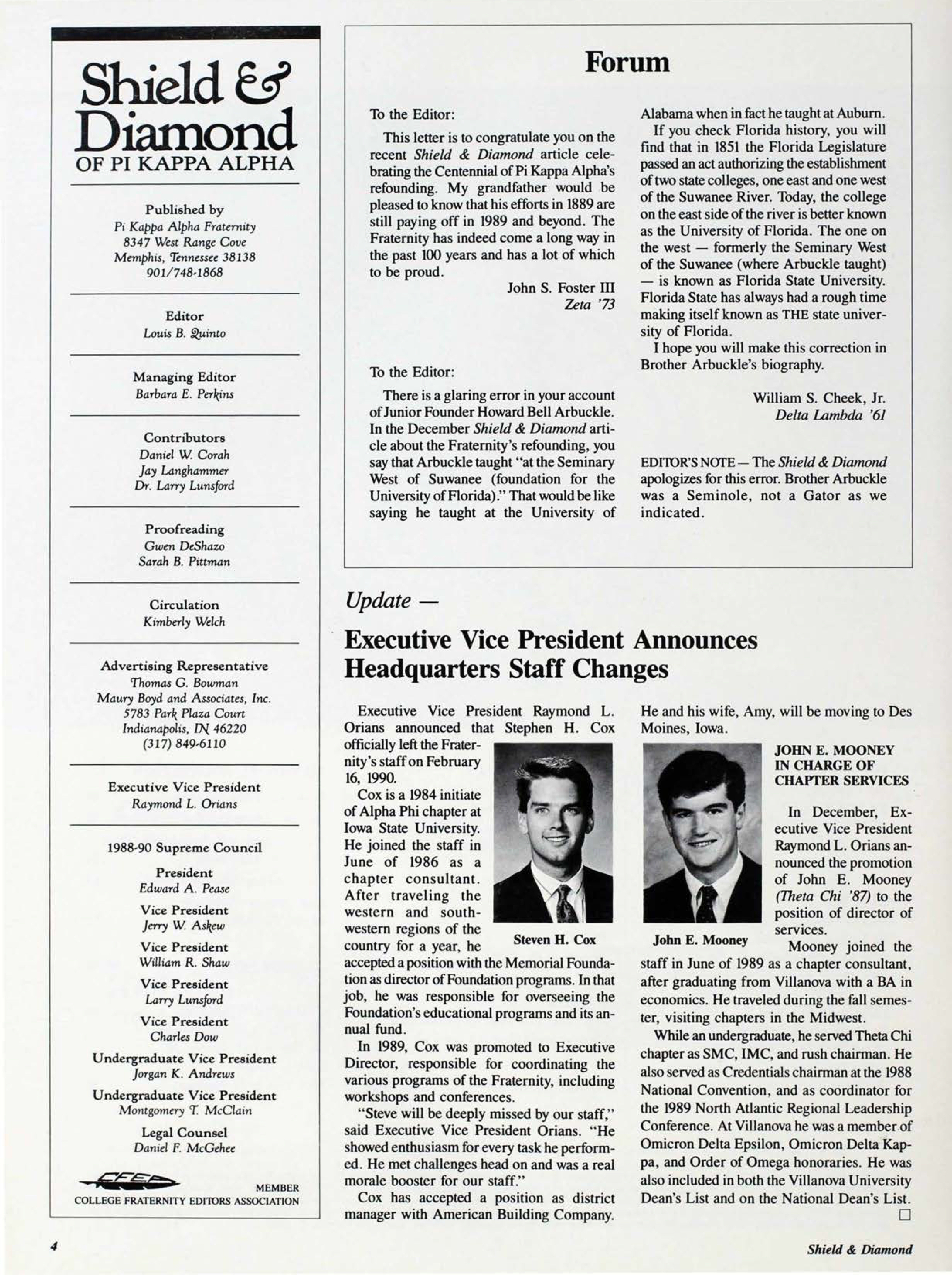 Update: Executive Vice President Announces Headquarters Staff Changes